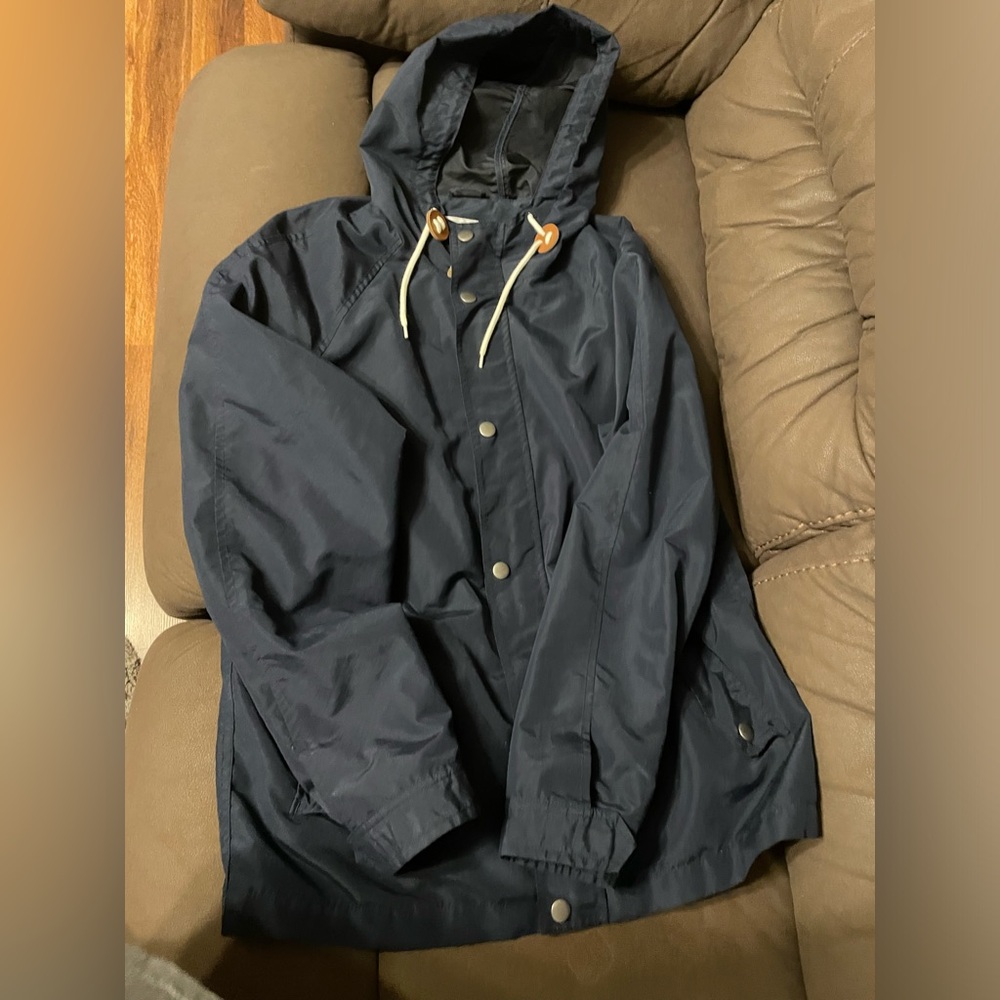 Old Navy Men's Dark Blue Hooded Raincoat